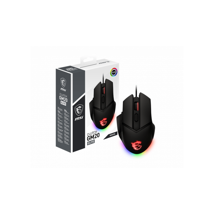 MSI Clutch GM20 Elite ratón mano derecha USB tipo A Óptico 6400 DPI MSI Clutch GM20 Elite ratón mano derecha USB tipo A Óptico 6400 DPI