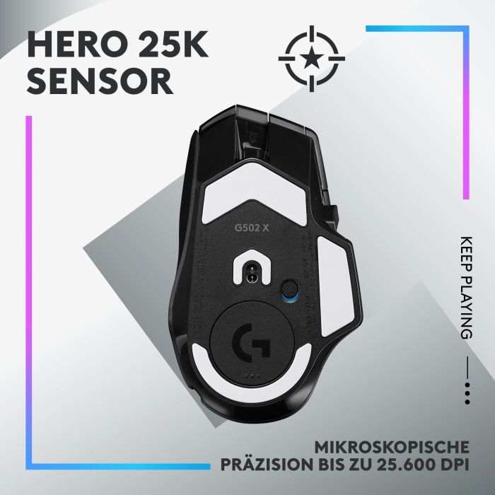 Logitech G502 X PLUS EER2 Ratón Gaming Inalámbrico Óptico 25600 DPI LIGHTSPEED HERO 25K Negro 2 Logitech G502 X PLUS EER2 Ratón Gaming Inalámbrico Óptico 25600 DPI LIGHTSPEED HERO 25K Negro 2