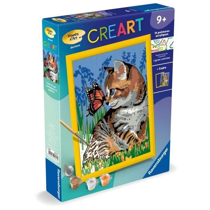 CreArt Kids 18x24cm Gato y su compañera la mariposa, Kit de pintura por números, Art Number, Edades 9, 25813, Ravensburger 3 CreArt Kids 18x24cm Gato y su compañera la mariposa, Kit de pintura por números, Art Number, Edades 9, 25813, Ravensburger 3