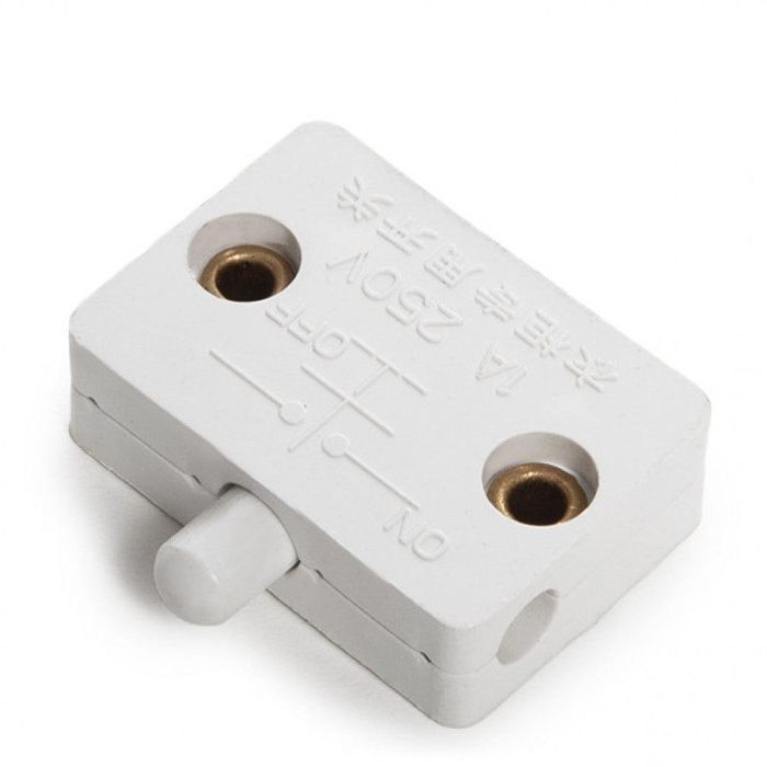 Interruptor para Iluminación de Armarios y Puertas con Botón NC - Blanco Rectangular 33x23mm 250V 1A 0 Interruptor para Iluminación de Armarios y Puertas con Botón NC - Blanco Rectangular 33x23mm 250V 1A 0
