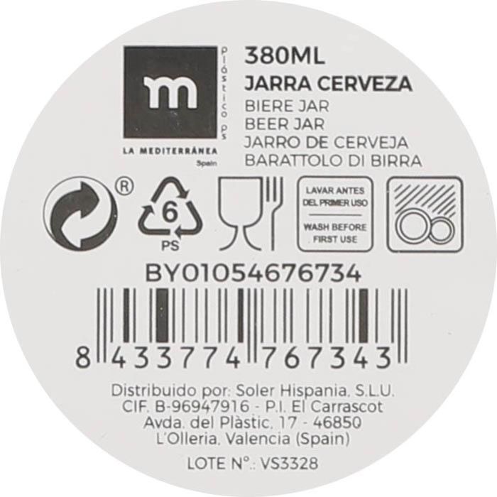 Jarra de Cerveza La Mediterranea 380 ml (24 Unidades) 5 Jarra de Cerveza La Mediterranea 380 ml (24 Unidades) 5