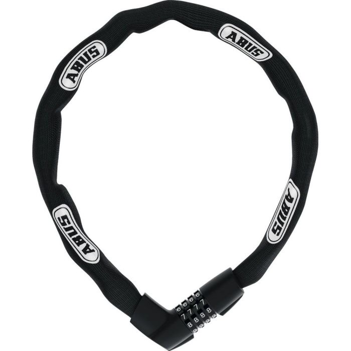 ABUS 1385/110 BK Candado de Cadena Combinación 4 Dígitos Acero Endurecido Negro/Blanco 1100mm para Bicicleta