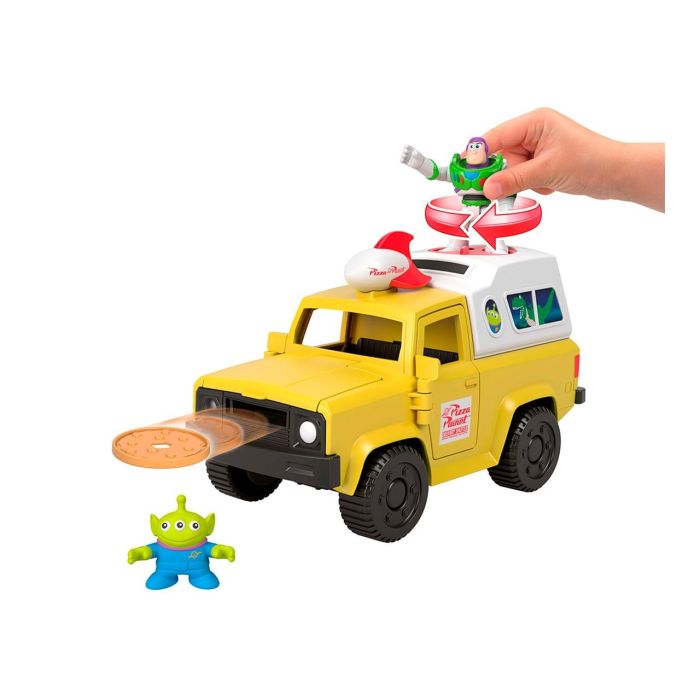 Fisher-Price Imaginext Vehículo Pizza Planet de Toy Story con Lanzador de Proyectiles y Figuras de Buzz Lightyear y Alien - Juguete para niños +3 años 5