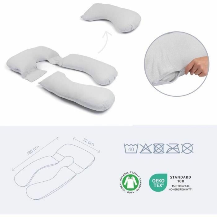 Doomoo DOO5400653010381 Almohada de Embarazo y Lactancia Maxxy Formato XXL Ultra Cómoda, Gris 1