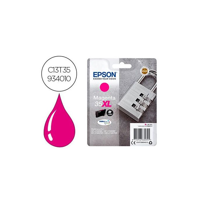 Epson Tinta Magenta Workforce Pro Wf-4720Dwf, 4725Dwf, 4730Dwf, 4730Dtwf, 4740Dtwf - Nº 35XL