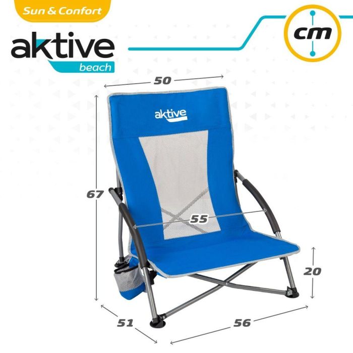 Silla de Playa Aktive Azul 50 x 67 x 51 cm (4 Unidades) 2 Silla de Playa Aktive Azul 50 x 67 x 51 cm (4 Unidades) 2