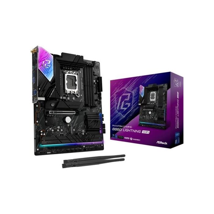 Placa ASRock B860M Lightning Wifi,Intel,1851,B860,4Ddr5,256Gb,1Hdmi+1Dp+1Tb,4Sata3+3M.2,2.5Gblan,Wifi6E+Bt5.3,8Usb3.2+1Usb Type-C,Matx Placa ASRock B860M Lightning Wifi,Intel,1851,B860,4Ddr5,256Gb,1Hdmi+1Dp+1Tb,4Sata3+3M.2,2.5Gblan,Wifi6E+Bt5.3,8Usb3.2+1Usb Type-C,Matx