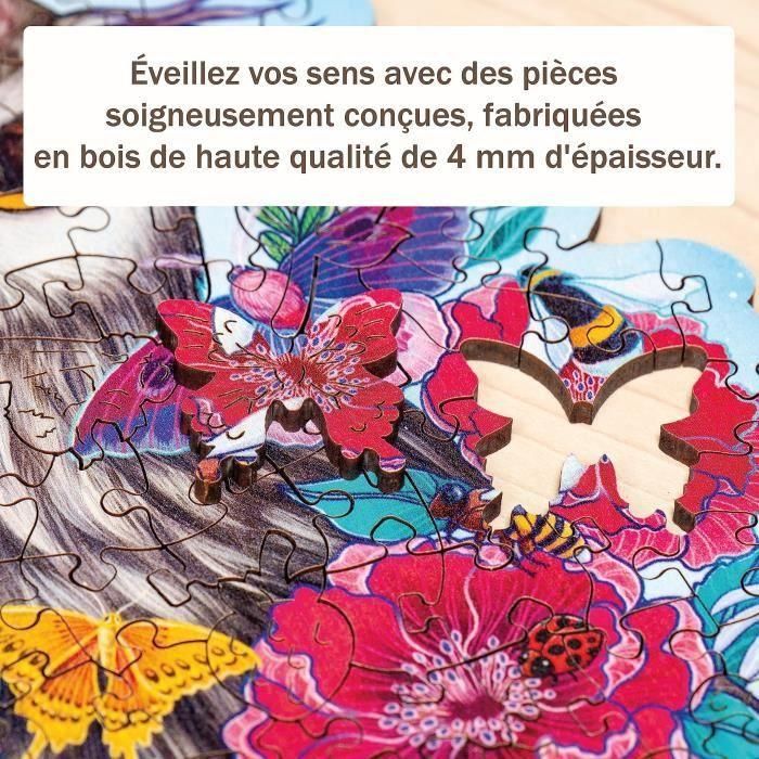 Puzzle de madera - Forma - 150 piezas - Búho floral 1 Puzzle de madera - Forma - 150 piezas - Búho floral 1