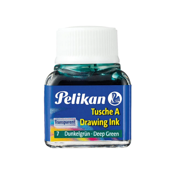 Pelikan Tinta china verde oscuro bote 10 ml para dibujar y pintar, indeleble y resistente 1