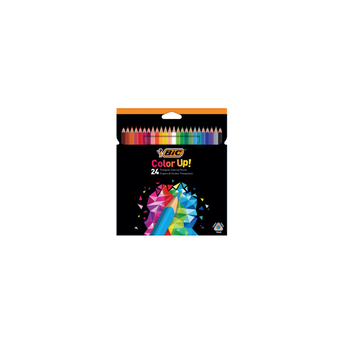 Bic Lápices de Colores Intensity Triangle Caja de 24 Unidades Mina 3.2mm Ultra-Resistente Sin Madera Colores Vivos Surtidos