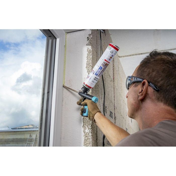 Wolfcraft Pistola Dosificadora para Espuma de Montaje Metal/Plástico Mango Ergonómico Incluye 2 Boquillas y 2 Prolongaciones Flexibles 3