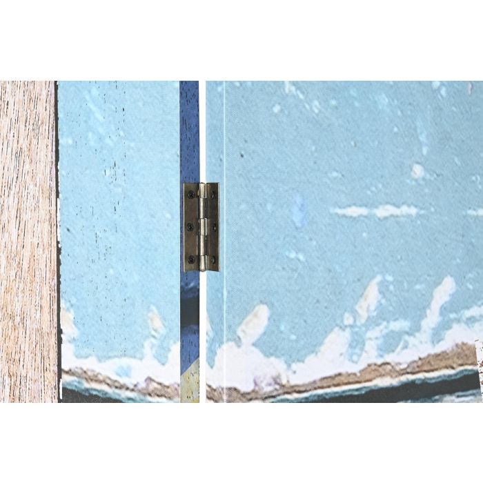 DKD Home Decor Biombo Mediterráneo de Lienzo Multicolor con Diseño de Faro 121x180 cm 2