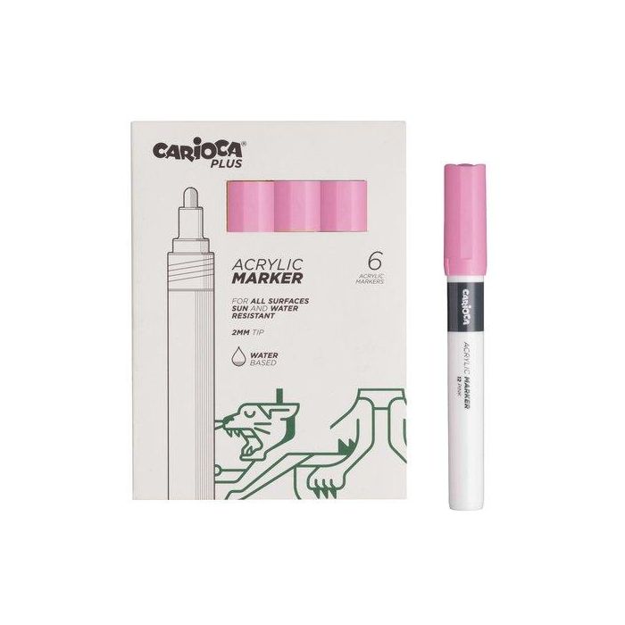 Rotulador Acrilico Carioca Plus Caja De 6 Rosa