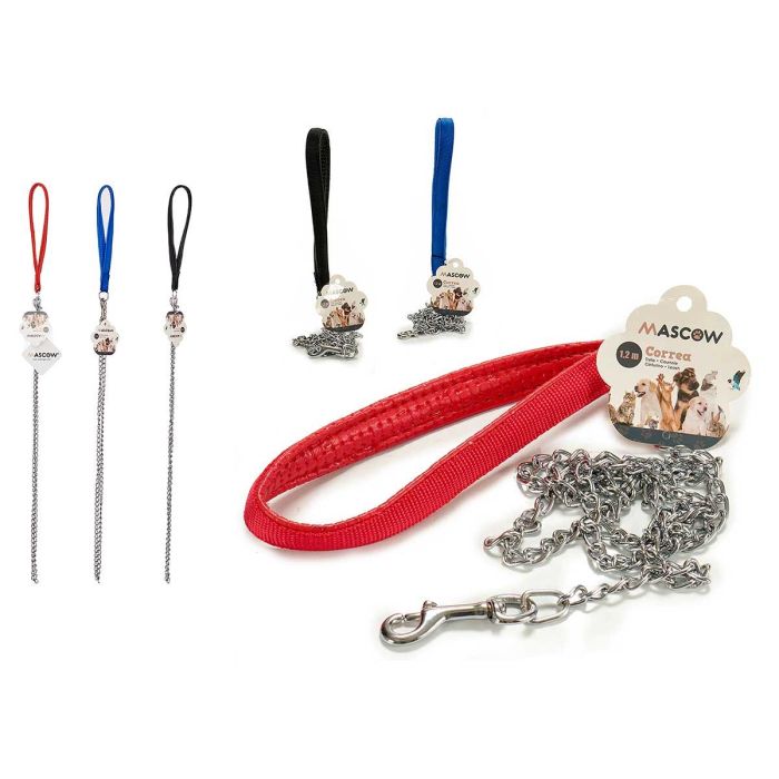 Correa para Mascota Mascow Cadena 1.2m, Acero y Poliéster, Azul/Negro/Rojo, 1.7x125x1 cm (24 Unidades) Correa para Mascota Mascow Cadena 1.2m, Acero y Poliéster, Azul/Negro/Rojo, 1.7x125x1 cm (24 Unidades)