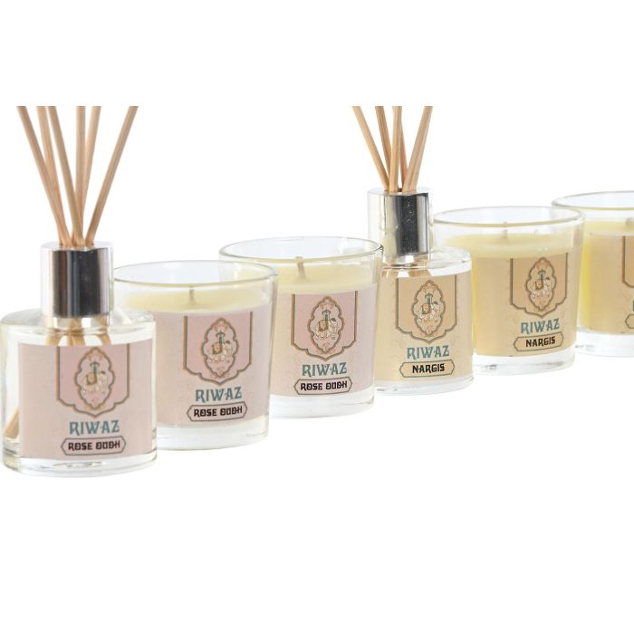 DKD Home Decor Ambientador Mikado Indio Rahga Set 3 piezas (2 velas + 1 mikado) 16 x 6 x 25 cm 1