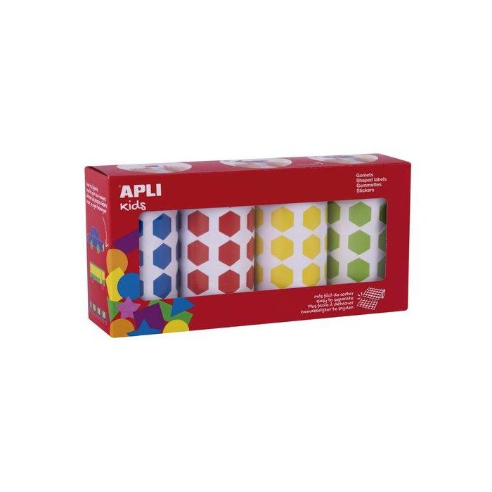 Gomets Apli Rollo 59H Hexagonos 20 Mm Pack 4 Rollos (Az-Rj-Am-Vd) 7.080 Uds. (19192)
