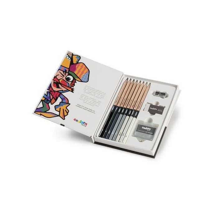 Lapices De Grafito Carioca Plus Set De Dibujo (Lapices, Afilalapiz Y Goma De Borrar) 6 unidades