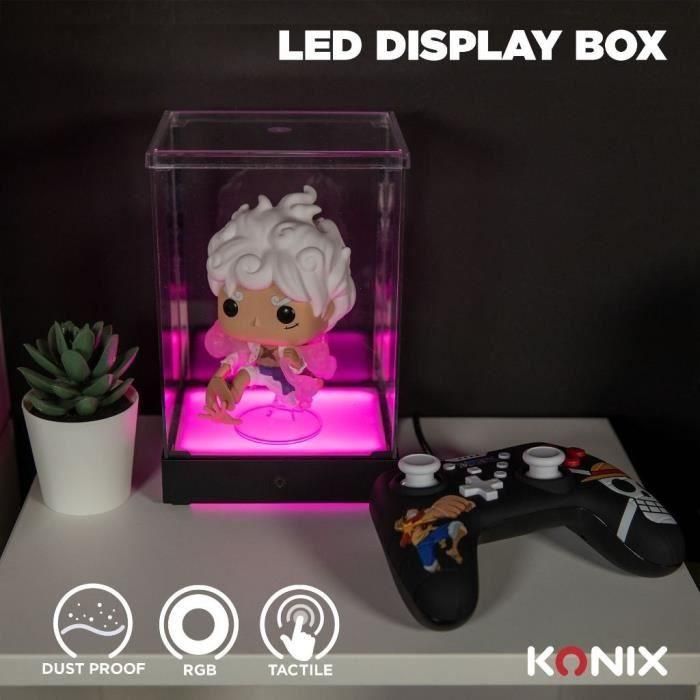Caja de visualización LED para figuras - KONIX - Compatible con Funko Pop / Banpresto Qposket - Iluminación RGB - Cable USB 3 Caja de visualización LED para figuras - KONIX - Compatible con Funko Pop / Banpresto Qposket - Iluminación RGB - Cable USB 3