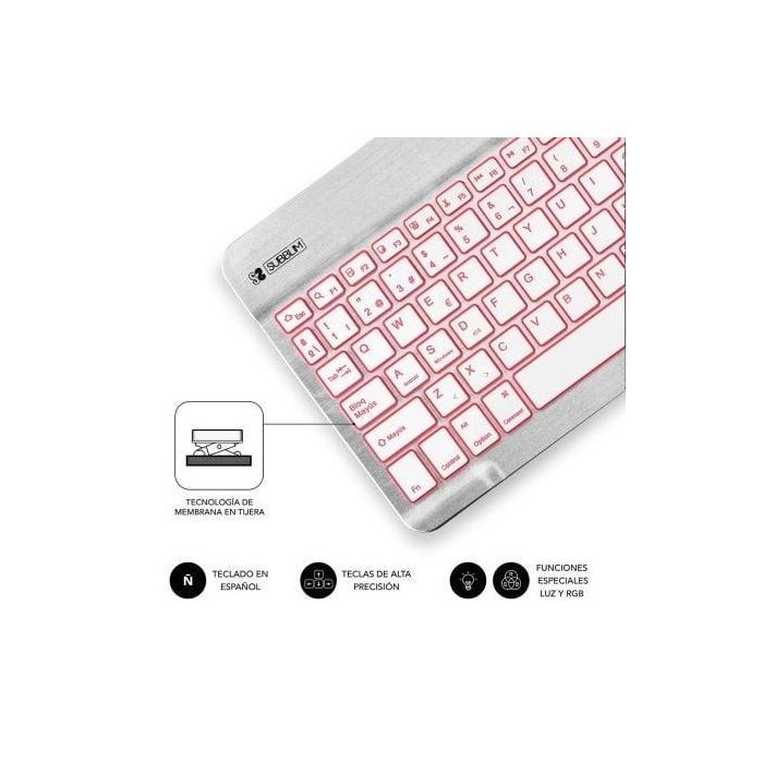 SUBBLIM TECLADO SMART BACKLIT BLUETOOTH SILVER QWERTY Español Plata, Blanco 3 SUBBLIM TECLADO SMART BACKLIT BLUETOOTH SILVER QWERTY Español Plata, Blanco 3