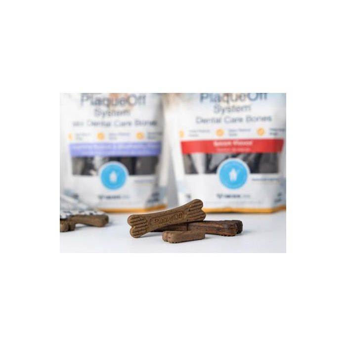 Proden Plaqueoff Dental Care Bones Bacon 485 gr - Complemento natural para placa, sarro y mal aliento en perros y gatos