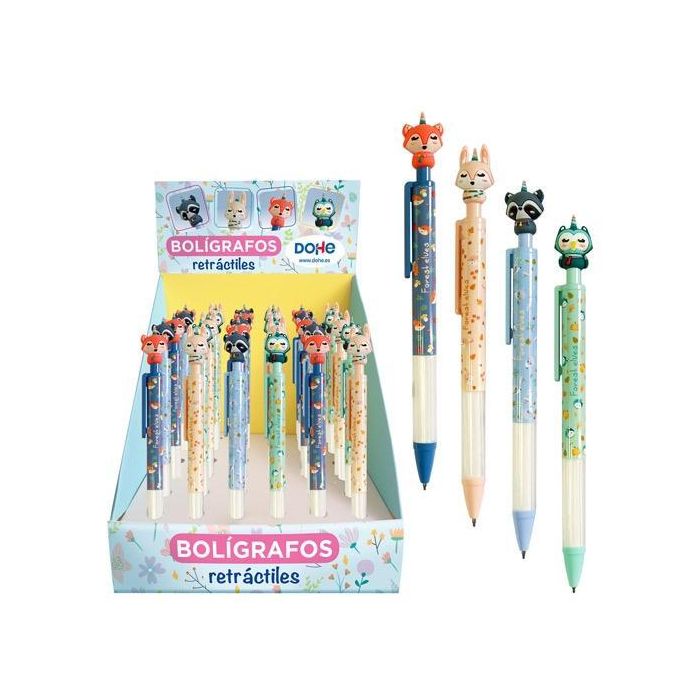 Dohe Bolígrafo Retráctil Forest Elves 4 Modelos Colores Surtidos Tinta Azul 1.0 mm Expositor 36 Ud
