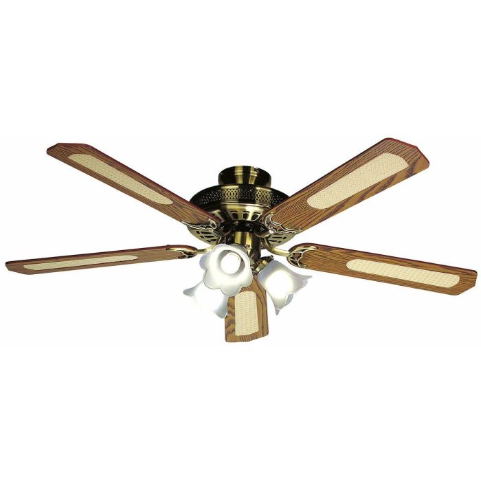 Farelek 112470 Ventilador de Techo Reversible Baleares Ø 132 cm, 5 Aspas Nogal/Caña con Iluminación 3 Tulipanes 60W E27 1 Farelek 112470 Ventilador de Techo Reversible Baleares Ø 132 cm, 5 Aspas Nogal/Caña con Iluminación 3 Tulipanes 60W E27 1