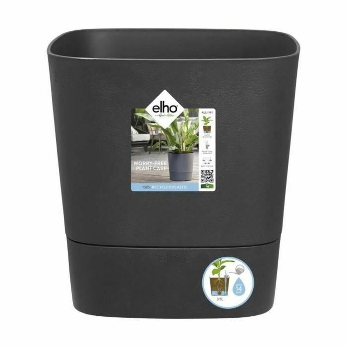 ELHO - Maceta - Greensense Aqua Care Square 30 - Gris carbón - Interior/exterior - Ø 29,5 x H 30,2 cm