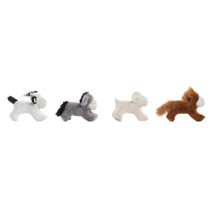 DKD Home Decor Peluche Niños Animales Poliéster Surtido 10x16x10 cm Colores Gris, Marrón, Blanco, Beige Pack 8 Unidades