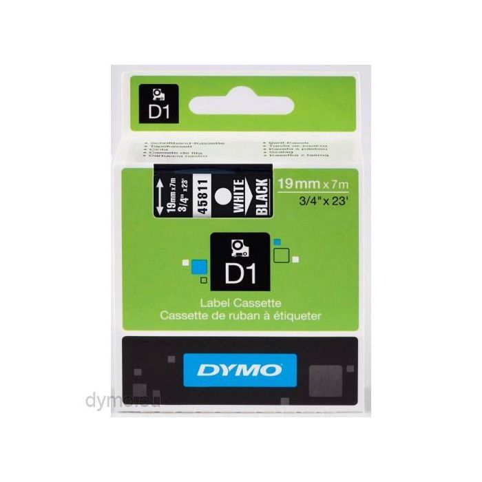 Dymo Cinta De Transferencia Térmica D1 45811. Etiquetas Estándar Blanco Sobre Negro De 19 mmx7M. Poliester Autoadhesiva. Rotuladora Labelmanager Dymo Cinta De Transferencia Térmica D1 45811. Etiquetas Estándar Blanco Sobre Negro De 19 mmx7M. Poliester Autoadhesiva. Rotuladora Labelmanager