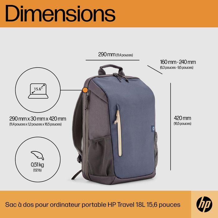 HP Mochila para portátil de viaje 18 litros, 15.6 pulgadas, color Azul Noche