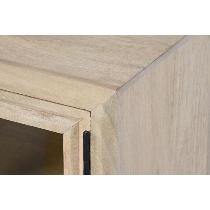 Mesita de Noche Home ESPRIT Natural Cristal Madera de mango 45 x 35 x 57 cm 1