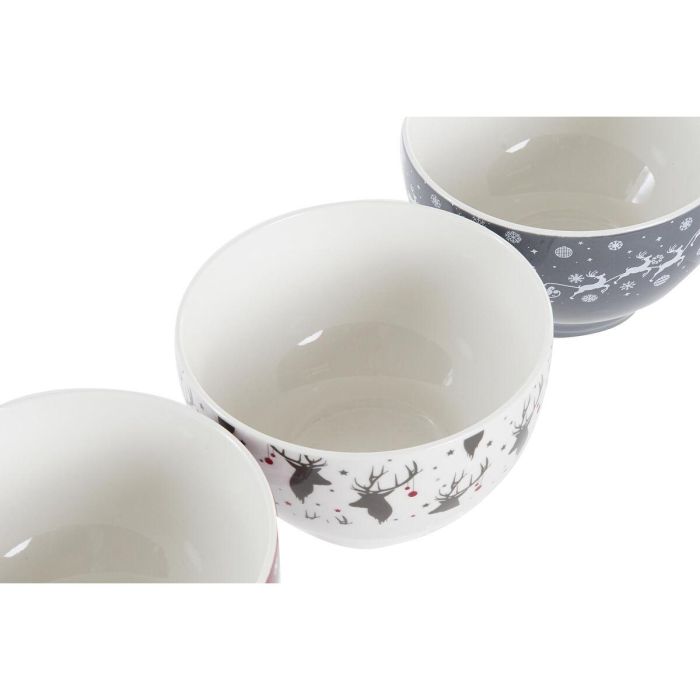 Set de Cuencos DKD Home Decor Blanco Rojo Gris Porcelana 500 ml 13 x 13 x 8 cm (3 Unidades) 1 Set de Cuencos DKD Home Decor Blanco Rojo Gris Porcelana 500 ml 13 x 13 x 8 cm (3 Unidades) 1