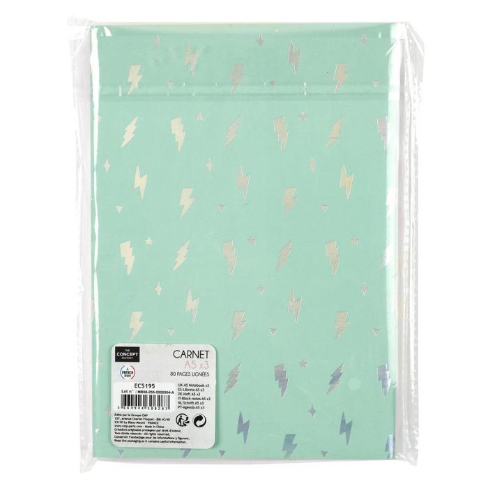 The Concept Factory Juego de 3 Libretas Dina5 Colección Rainbow con 80 Páginas Rayadas (14.8x21 cm) 1