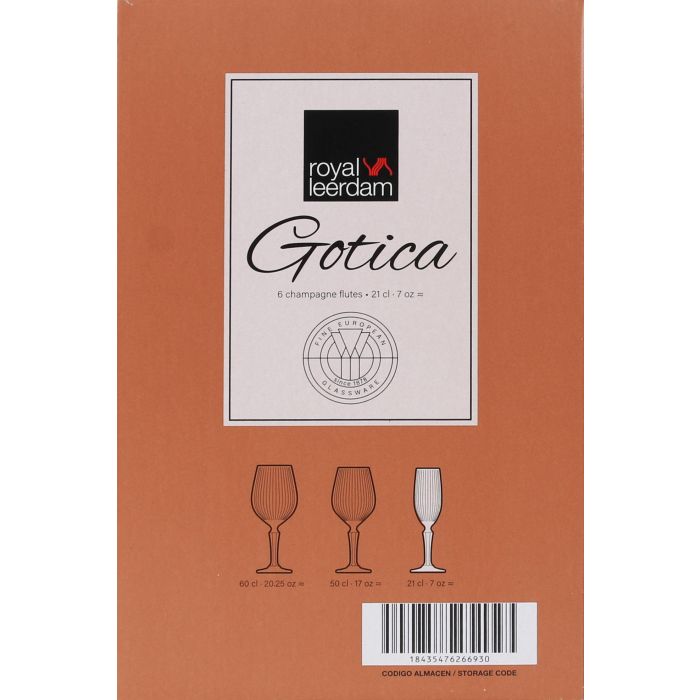Royal Leerdam Set 6 Copas de Champagne Gótica 21 cl ø4.8 x 22.5 cm 4
