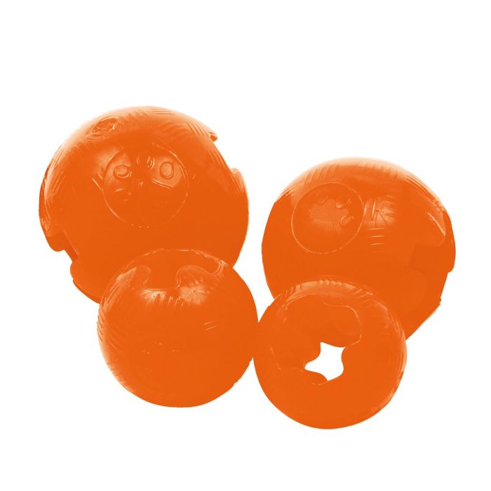 Gloria Pelota TPR Maciza Resistente para Perro | Agujero Antiahogamiento y para Snacks | Pequeña Naranja - Diámetro 6.35 cm