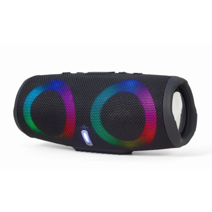 Gembird SPK-BT-LED-02 Altavoz Portátil Inalámbrico Bluetooth con Luces LED 10W Negro para Fiestas o Móvil/Tablet