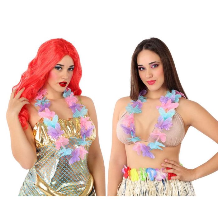 Collar Hawaiano Multicolor Con Flores Grandes Para Disfraces Tropicales