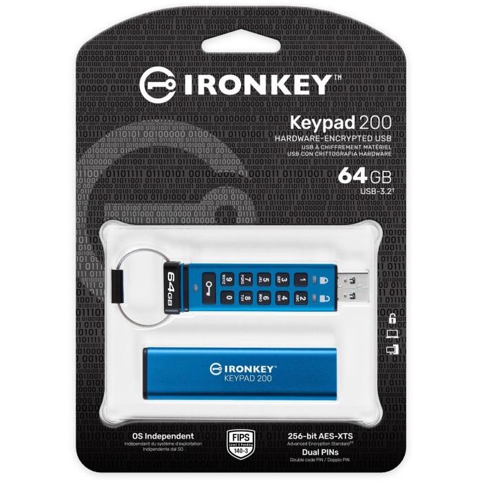 Kingston IronKey Keypad 200 USB-Stick 64GB, Seguridad PIN AES-256 FIPS 140-3, Lectura 145MB/s, Resistente Agua IP68 2 Kingston IronKey Keypad 200 USB-Stick 64GB, Seguridad PIN AES-256 FIPS 140-3, Lectura 145MB/s, Resistente Agua IP68 2