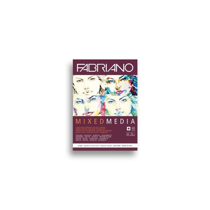 Bloc De Dibujo Fabriano Mixed Media Encolado Liso Tecnicas Mixtas (Secas Y Humedas) A5 250G 40H