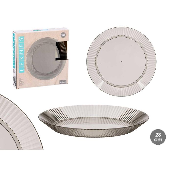 Plato Rayas Gris 23Cm Diam Leknes (24 Unidades) Plato Rayas Gris 23Cm Diam Leknes (24 Unidades)