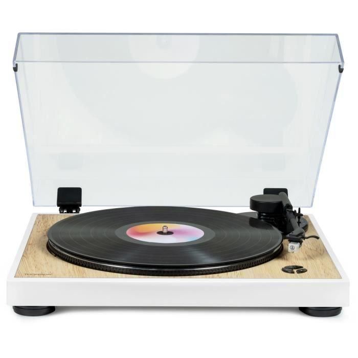 THOMSON TT301 - Tocadiscos de diseño de 33 y 45 rpm - Cabezal de reproducción Audio-Technica AT3600L - Madera y blanco THOMSON TT301 - Tocadiscos de diseño de 33 y 45 rpm - Cabezal de reproducción Audio-Technica AT3600L - Madera y blanco