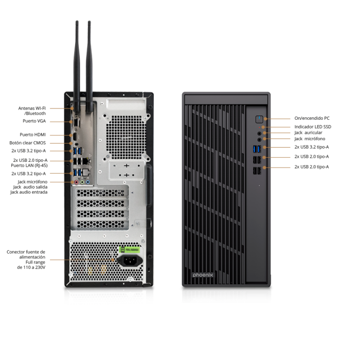 Phoenix technologies Ordenador Core Intel i5 14400 32GB DDR5 1TB M.2 NVMe Windows 11 Pro 1