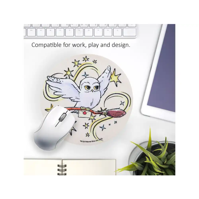 Wondee Alfombrilla de Ratón Redonda Harry Potter Hedwig Antideslizante Control Preciso 200 mm 5