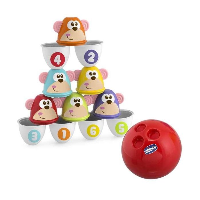 Juego de bolos animales con pelota 11x15x9 cm