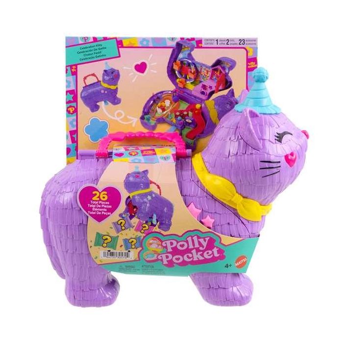 Mattel Cofre para Mini Muñecas Polly Pocket Gatito Piñata Partyland con 23 Accesorios Sorpresa Mattel Cofre para Mini Muñecas Polly Pocket Gatito Piñata Partyland con 23 Accesorios Sorpresa