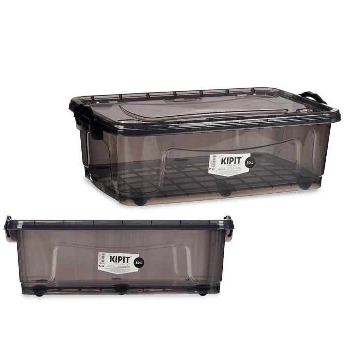 Kipit Bajo Cama 6 Ruedas de Plástico Antracita de 30L - Caja Organizadora para Almacenamiento Espacioso 40x20.5x63 cm (6 Unidades) Kipit Bajo Cama 6 Ruedas de Plástico Antracita de 30L - Caja Organizadora para Almacenamiento Espacioso 40x20.5x63 cm (6 Unidades)