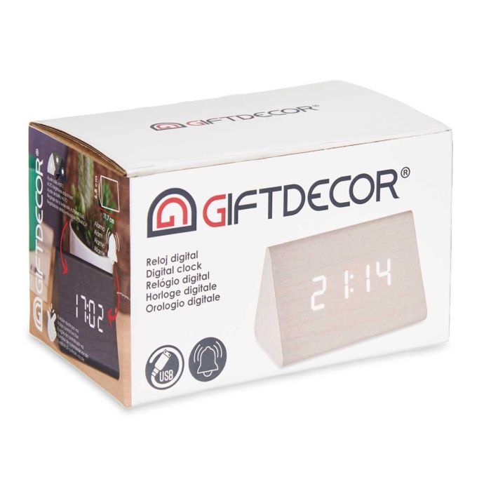 Reloj Digital Blanco Giftdecor 11.7x7.5x8 cm, Madera MDF y PVC, USB + 4xAAA (12 Unidades) 2 Reloj Digital Blanco Giftdecor 11.7x7.5x8 cm, Madera MDF y PVC, USB + 4xAAA (12 Unidades) 2