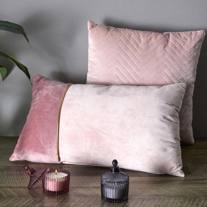 Home Deco Factory Cojín Bicolor 30x50 cm Rosa Gris con Ribete Dorado Desenfundable 6