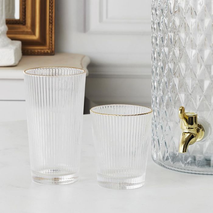 Home Deco Factory Vaso Cocktail Ribete Dorado 400 Ml Transparente Acanalado 1