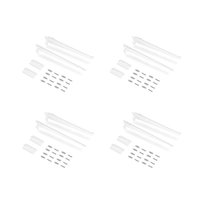 Emuca Lote para 4 estantes con soportes y placas de fijación a pared Jagmet, longitud 230mm, Acero, Pintado blanco